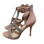 Jessica Simpson Barerra Rhinestone T Strap High Heel Sandals Nude Blush Women 9M Photo 7