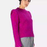 Naadam Fuzzy Magenta Sweater Cropped Long Sleeve Shoulder Detail Pink Size L Photo 1