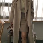 Wool coat long Heather apricot khaki womens winter outerwear Tan Size XXS Photo 6