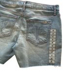 Seven7  Weekend Icy Blue Raw Hem Strechy Embroidered Sides Denim Shorts Size 4 Photo 7
