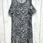 kim rogers Dress Women Size PL Cold Shoulder Black Paisley Printed Mini Photo 0