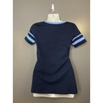 New York Yankees Shirt Womens XS Navy Blue MLB Baseball New Era V Neck Striped Photo 4