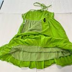 Lulus NWOT  Dreamgirl‎ Lime Green Pleated Tie Shoulder Babydoll Mini Dress MEDIUM Photo 9