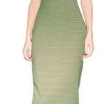 ZARA  Asymmetric Bodycon MIDI Cotton Dress Green Pink striped Sz L Photo 0