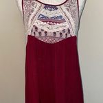 Moon & Sky Embroidered boho sleeveless keyhole back tank burgundy size small Purple Photo 5
