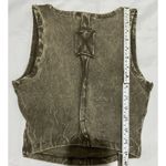 Zenana Outfitters Exposed Seam V-Neck Wide Strap Crop Tank Top Gray Acid Wash Woman Size S Photo 3