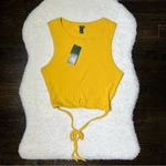 Wild Fable NWT  Mustard Yellow Ribbed Knit Cropped Tie Tank Top Photo 0