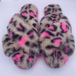 Wonder Nation faux fur cheetah print crisscross slide slippers women Size 6 Photo 5