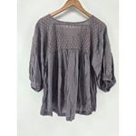 Free People  Grey Lace Crochet Boho Blouse Top Women's Size XS 3/4 Sleeve Photo 1