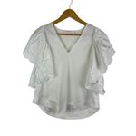See By Chloe See By Chloe Eyelet Flutter Sleeve Blouse Size 36 (XS) White V-Neck Feminine Photo 1