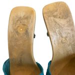 Candie's Vintage 1980's Demi Teal Leather High Heels Slide Sandals, Sz 8 Photo 6