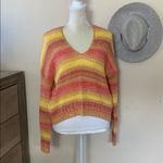 EXPRESS • sunrise vneck striped summer cropped sweater Photo 1