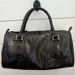 Eel Skin Black Satchel Handbag Shoulder Bag Y2K Vintage Purse w/ long strap Photo 0