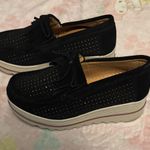 Black suede platform loafers 8 NEW Photo 2