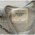 Abercrombie & Fitch ABERCROMBIE FITCH Gray Crew Neck Sweatshirt Pearl Beading Embellished Small ANF Photo 1