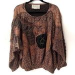 Vintage Jackart Italy Bronze Metallic Floral Patchwork Design Pullover Sweater Size L Photo 0