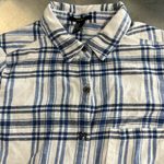 Forever 21  Womens White and Blue Flannel Button Down Shirt - Size Medium - VGUC Photo 2