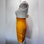 Alythea Ivory & Yellow Twofer Dress Milkmaid Bodice Pin Up Bodycon Pencil Skirt Photo 4