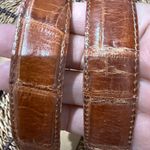 Brighton VTG Leather Croc Embossed Western Belt Brown Silver Buckle Amber 38” L Photo 4