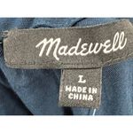 Madewell Sophia Open Back Mini Dress L Blue Fit Flare Shirred Soft Twill Boho Photo 8