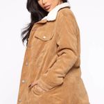 FashioNova Life With Out You Camel Jacket Sherpa Fleece Button Down Warm Winter Coat Padded Photo 3