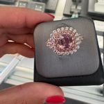 Synthetic Pink Gemstone and CZ Cocktail Ring Size 6 Photo 3