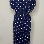 Dee Elly Blue White Polka Dot Dress Pinup 20s Style Sz Large Photo 0