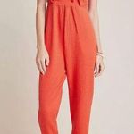 Anthropologie Saturday Sunday Isabel Tie Front Jumpsuit Red (Small) cotton gauze Photo 0
