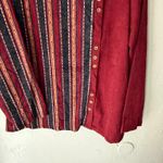 Gracila Boho Button Top 2XL Red Striped Asymmetrical Lagenlook Corduroy Shirt Size 2X Photo 1