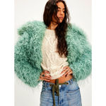 Free People  Moonlight Faux Fur Jacket Granite Green Size L Photo 1