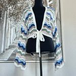 Francesca's Multicolor Crochet Bell Sleeve Fleur Tie Front Pullover NWT Photo 7