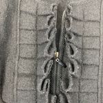 Marisa Christina Black 100% Boiled Wool Zip Up Ruffle Cardigan Sweater M Size 14 Photo 3