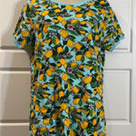 Vera Bradley  Lemon Grove Ribbed Pajama Shirt Top Green Yellow  12/14 Large NWT Photo 0