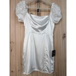 Lulus NWT  Precious Enchantment White Satin Floral Puff Sleeve Mini Dress LWD S Photo 1