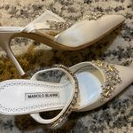 Manolo Blahnik  Lurum Embellished Satin Mules size 37 Photo 3