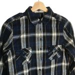 Love Tree Flannel Button Down Plaid Shirt Medium Blue Fall Plaid Longsleeve Photo 3