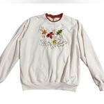 🍂 Cozy Fall Multicolor Leaf Embroidered Sweatshirt with Bead Embellishments 🍁 L White Size L Photo 5