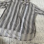 Past Life The Collective Striped Open Front Button Down Shirt Black/White (XS/S) Black Photo 6