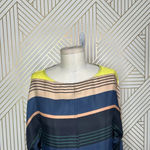 Apiece Apart Long Tunic Top Side Slits Coverup Colorful Striped Navy Blue Size 0 Photo 2