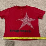 Women's (Junior) Summer Henley Neckline Short Sleeve Crop Top Red Size undefined Photo 3