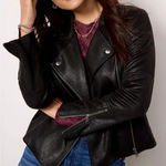 Evereve Marren Long Sleeve Full Zip Faux Leather Moto Jacket Black Medium Photo 0