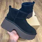 UGG  black suede wool platform heeled ankle boots booties shoes women’s 8 new Photo 1