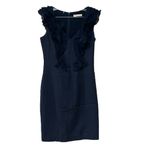 Rebecca Taylor  Yacht Club Chiffon Ruffle Sheath Dress Size 4 Dark Navy Blue Photo 2