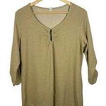 VINTAGE Women’s Metallic Sparkle Ring Front Tunic Blouse in Gold Size 12 Photo 0