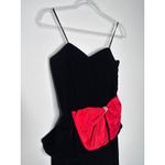 1980s Jitwo’s by Harmon & Co Black Velvet Cocktail Dress w Red Bow XS Photo 13