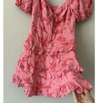 Mika & Gala  Pink Floral Ruffle Mini Dress Size Small Preppy Summer Vacation Photo 3