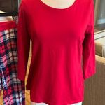 Pajamas Solid Red Top Plaid Pants Set Size M Photo 3