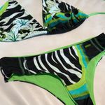 Women size large reversible tropical flower dark green Bikini Set stitching Photo 1