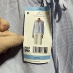 Sanctuary Social Standard by  Tallie Peasant Top Women's L Blue Smocked Tie Neck‎ Photo 3