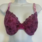 Cacique Unlined Pink Lace Sequin Velvet Seriously Sexy Underwire Bra Size 40B Photo 0